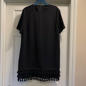 NWT Zara little black dress with tassels on bottom hem size XL